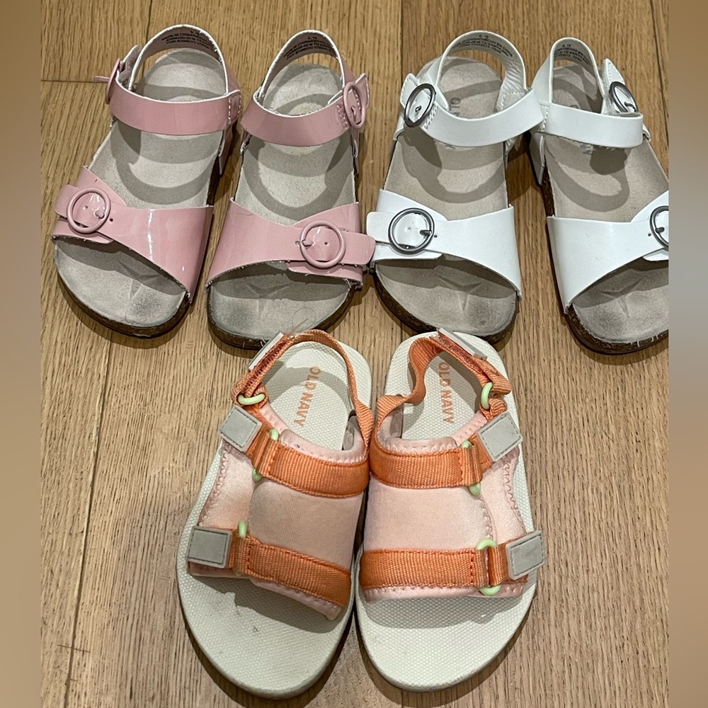 Lot of 3 pair of OLD NAVY toddler girls sandals size 8
